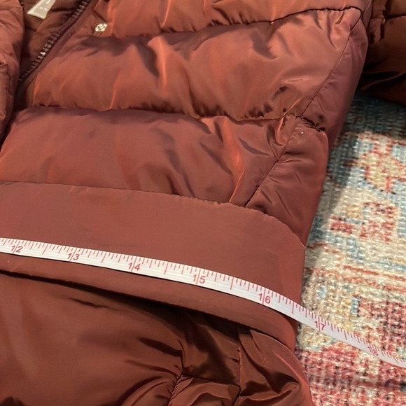 add sz6 maroon long down coat with removable hood and belt - Picture 10 of 11